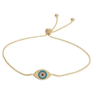 14K ENAMEL EVIL EYE BOLO BRACELET