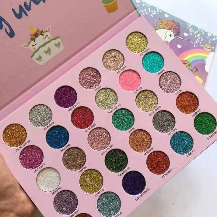 30 Color Unicorn Glitter Palette Waterproof Shimmer Monochrome Pigmented Highlighter Kit