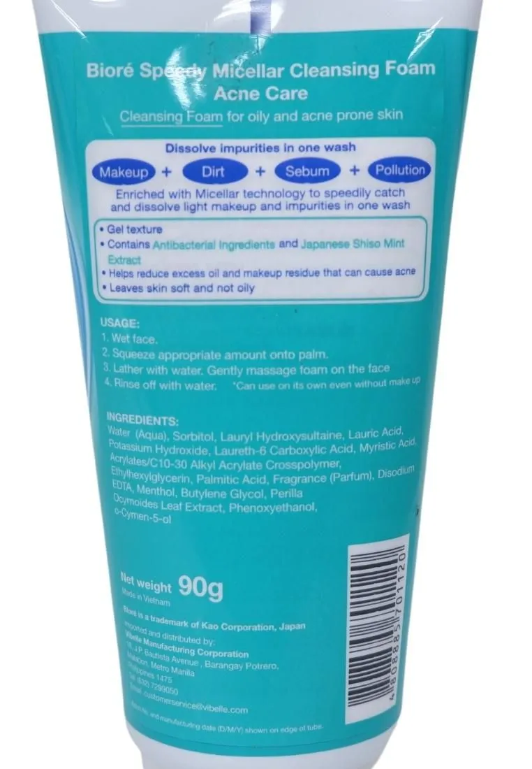 Biore Speedy Micellar Cleansing Foam Acne Care 90g