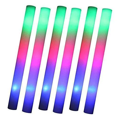 Flashing LED Multi Coloured Foam Sticks x 5