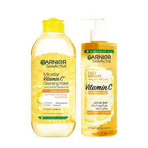 Garnier SkinActive - Micellar Vitamin C Wash & Cleansing Water Bundle