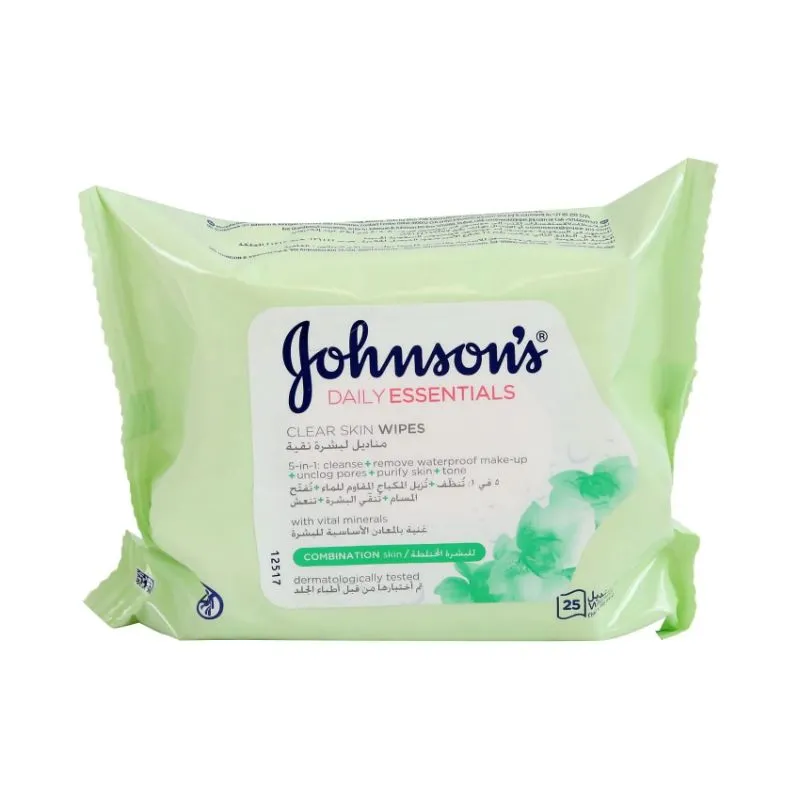 Johnson And Johnson Combination Skin Wipes 25 PC