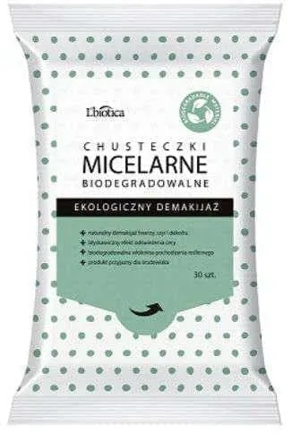 L'BIOTICA Biodegradable micellar wipes Ecological Makeup Removal x 30 pcs