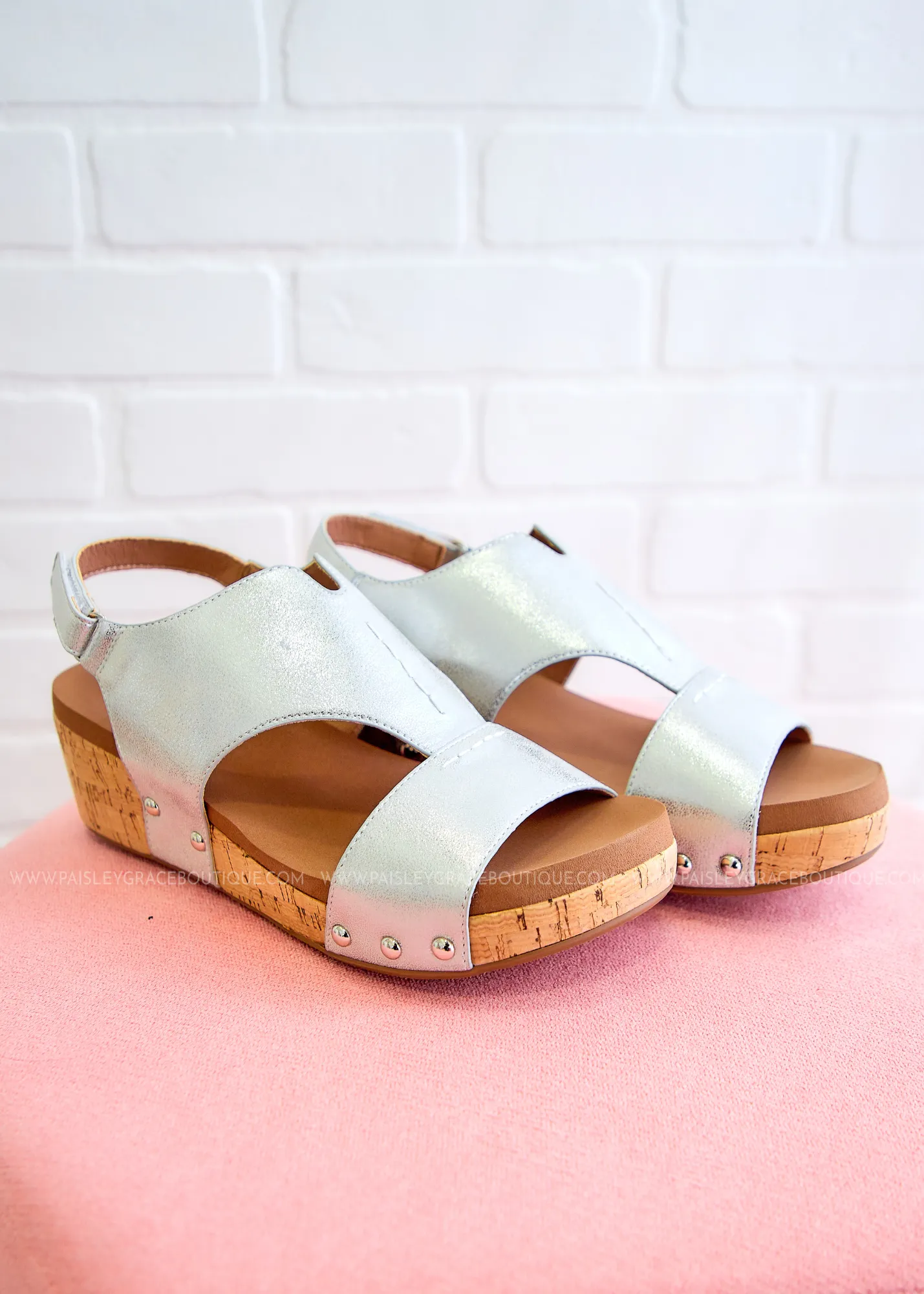 Refreshing Wedges by Corkys - White Metallic