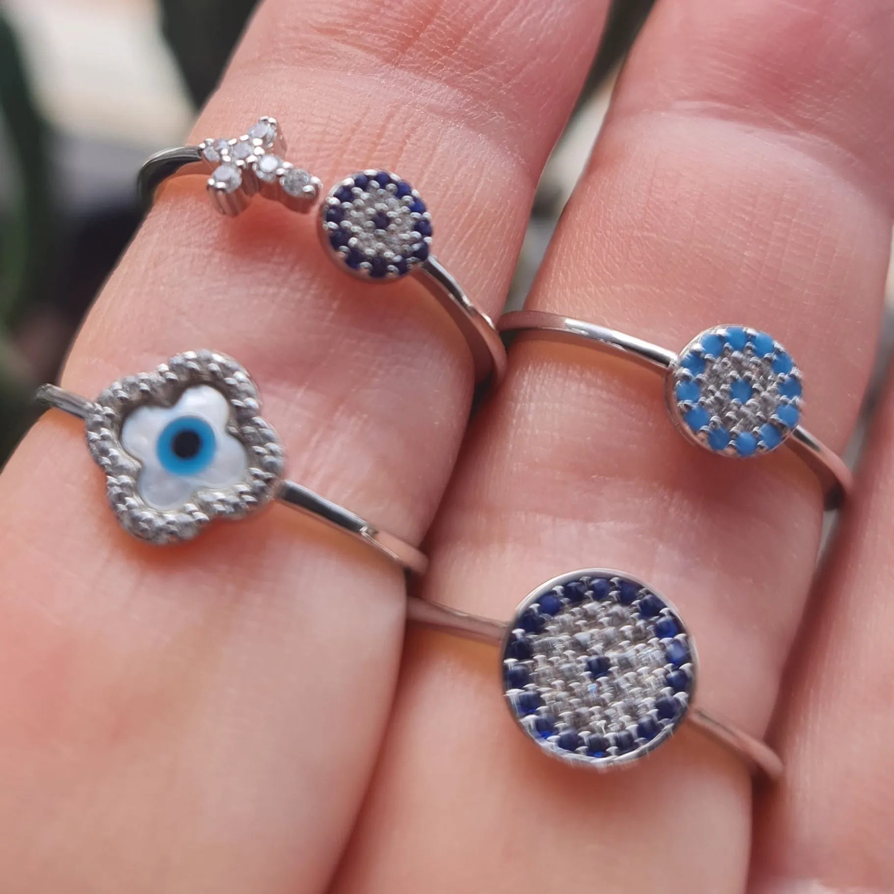 Sapphire Blue Evil Eye Ring